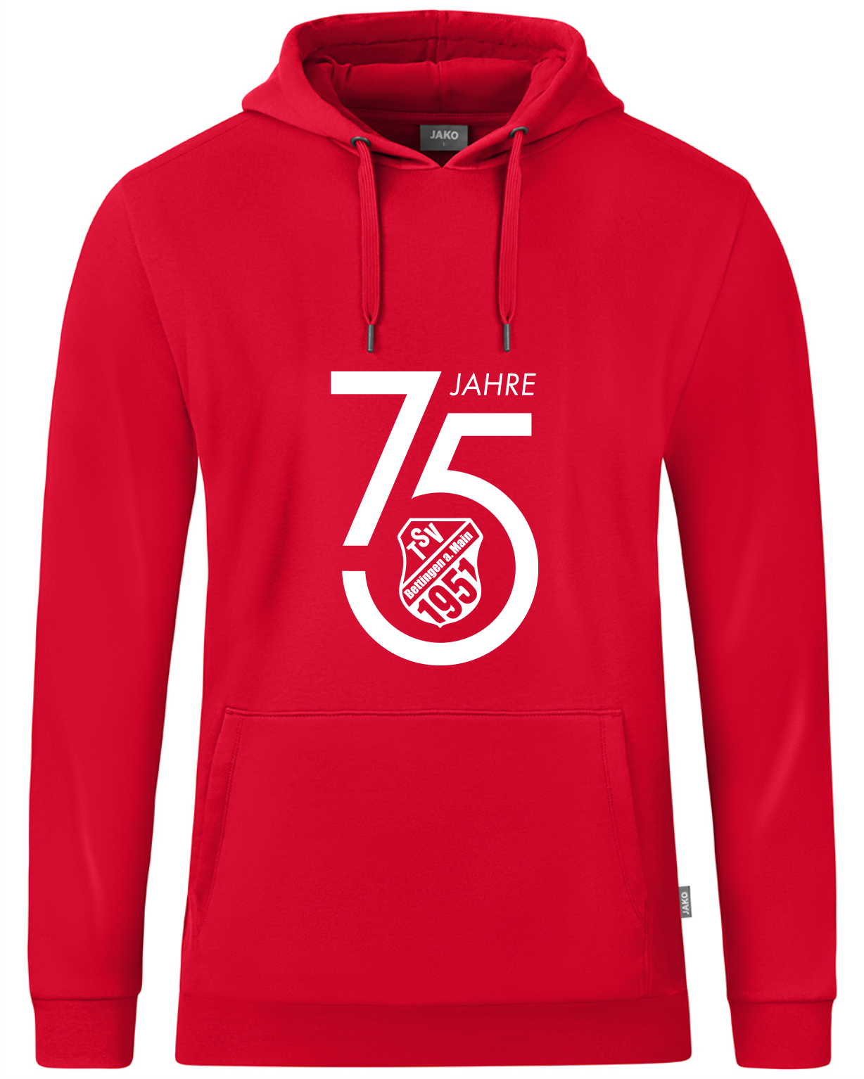 Jubiläumshoody rot, weißes Logo