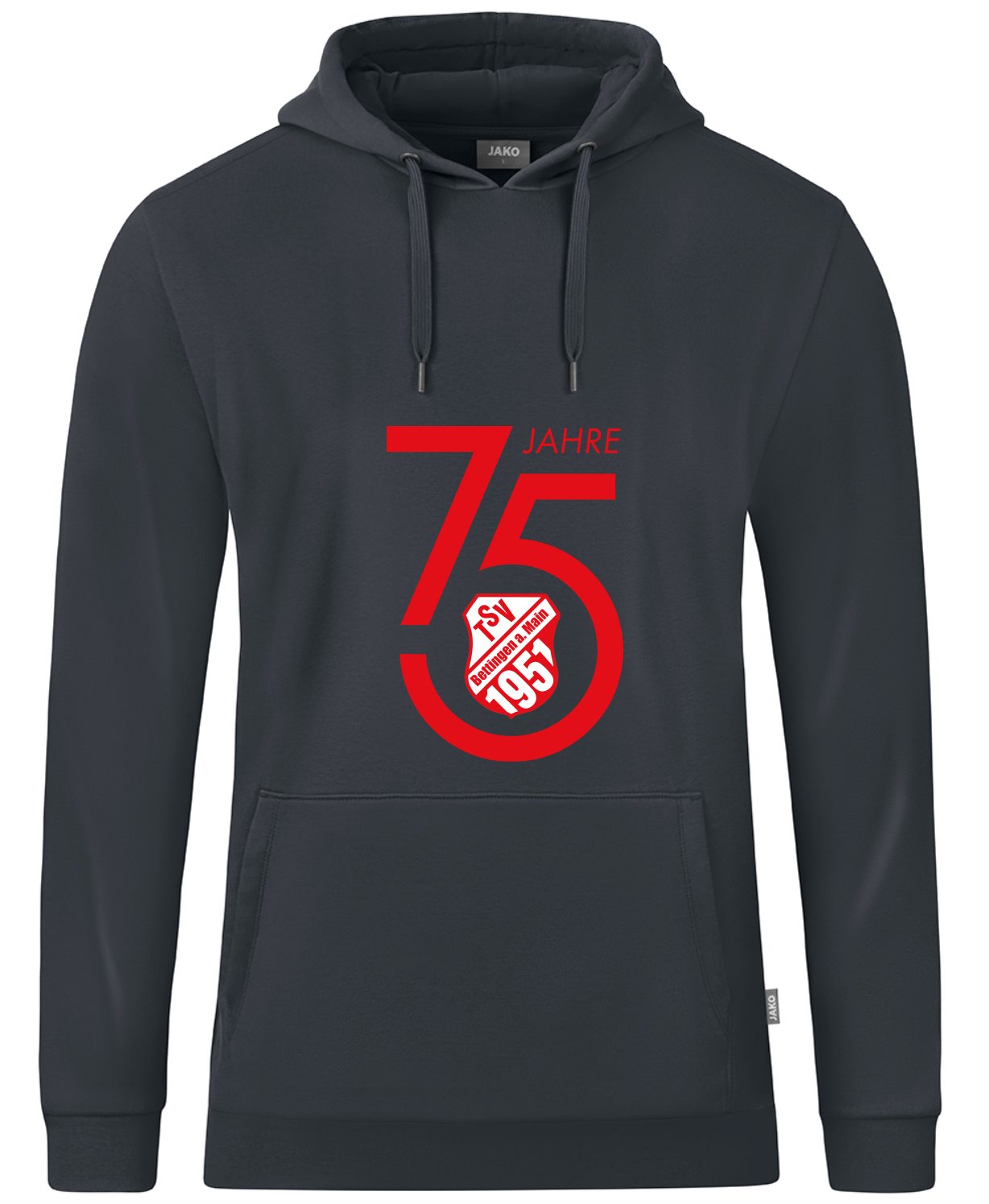 Jubiläumshoody anthrazit, rotes Logo